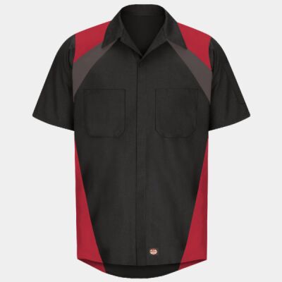 Men's Tri-Color Short Sleeve Shop Shirt Thumbnail